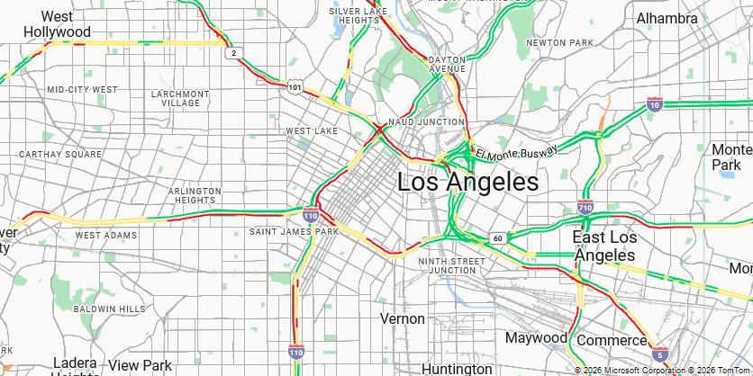 Live Los Angeles traffic, city view